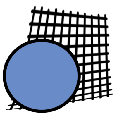 a blue circle with a grid that is warping around it.